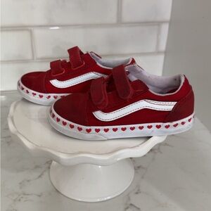 Vans Red Kids Sneakers with Heart Accents